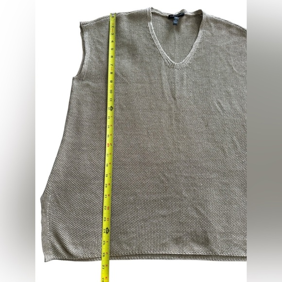 Eileen Fisher Organic Linen Delave V-Neck Knit Top Khaki Tan petite small - Picture 10 of 16